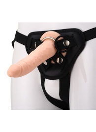 Телесный страпон на черных трусиках STRAP ON REAL DILDO - 20 см. - Dream Toys - купить с доставкой в Магнитогорске