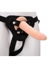 Телесный страпон на черных трусиках STRAP ON REAL DILDO - 20 см. - Dream Toys - купить с доставкой в Магнитогорске