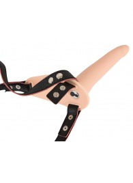 Телесный поясной страпон с вибрацией Vibrating Strap-On - 15,7 см. - Orion - купить с доставкой в Магнитогорске