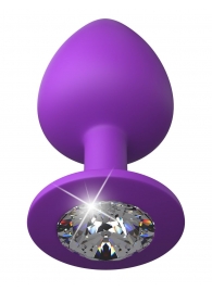 Фиолетовая анальная пробка со стразом Her Little Gem Large Plug - 9,5 см. - Pipedream - купить с доставкой в Магнитогорске