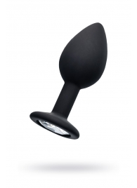 Черная анальная втулка с прозрачным стразом - 7,2 см. - POPO Pleasure - купить с доставкой в Магнитогорске