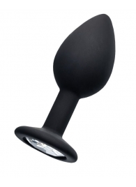 Черная анальная втулка с прозрачным стразом - 7,2 см. - POPO Pleasure - купить с доставкой в Магнитогорске