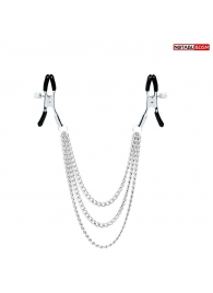 Оригинальные зажимы на соски с тройной цепочкой - Notabu - купить с доставкой в Магнитогорске