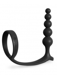 Черная анальная цепочка с эрекционным кольцом Ass-gasm Cockring Anal Beads - Pipedream - в Магнитогорске купить с доставкой