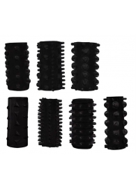Набор из 7 черных насадок PENIS SLEEVES SET - Dream Toys - в Магнитогорске купить с доставкой