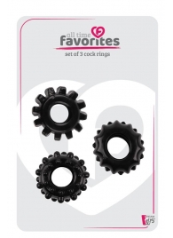 Набор из 3 черных эрекционных колец SET OF 3 COCKRINGS - Dream Toys - в Магнитогорске купить с доставкой