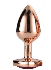 Золотистая анальная втулка с кристаллом-сердечком розового цвета - 7,1 см. - Dream Toys - купить с доставкой в Магнитогорске