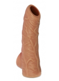 Телесная открытая насадка-реалистик с подхватом мошонки Nude Sleeve L - 14 см. - KOKOS - в Магнитогорске купить с доставкой