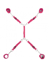 Ярко-розовый набор фиксаций на кровати Classic Bed Spreader - Lux Fetish - купить с доставкой в Магнитогорске