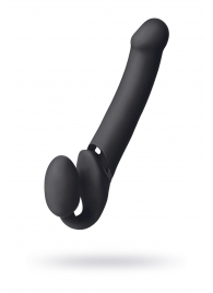 Черный безремневой вибрострапон Vibrating Bendable Strap-On L - Strap-on-me - купить с доставкой в Магнитогорске