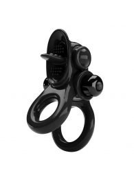 Черное эрекционное кольцо с подхватом мошонки и стимулятором клитора Passionate Ring - Baile - в Магнитогорске купить с доставкой