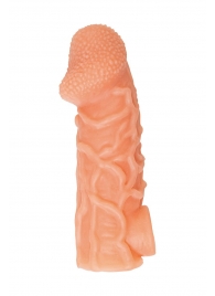 Телесная закрытая насадка с венками Cock Sleeve Size L - 17,6 см. - KOKOS - в Магнитогорске купить с доставкой