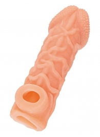 Телесная закрытая насадка с венками Cock Sleeve Size L - 17,6 см. - KOKOS - в Магнитогорске купить с доставкой