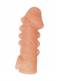 Телесная закрытая насадка с шишечками Cock Sleeve Size L - 17,6 см. - KOKOS - в Магнитогорске купить с доставкой