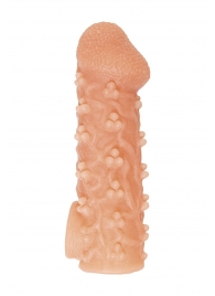 Телесная закрытая насадка с пучками шишечек Cock Sleeve Size S - 13,8 см. - KOKOS - в Магнитогорске купить с доставкой