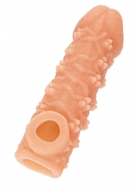 Телесная закрытая насадка с пучками шишечек Cock Sleeve Size L - 17,6 см. - KOKOS - в Магнитогорске купить с доставкой
