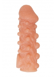 Телесная закрытая насадка с шариками Cock Sleeve Size M - 15,6 см. - KOKOS - в Магнитогорске купить с доставкой