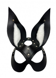 Черная маска зайки с белым мехом на ушках Miss Bunny - БДСМ Арсенал - купить с доставкой в Магнитогорске
