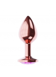 Пробка цвета розового золота с лиловым кристаллом Diamond Quartz Shine L - 8,3 см. - Lola Games - купить с доставкой в Магнитогорске