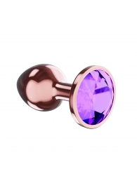 Пробка цвета розового золота с фиолетовым кристаллом Diamond Amethyst Shine L - 8,3 см. - Lola Games - купить с доставкой в Магнитогорске