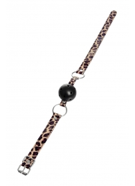 Черный кляп-шар на леопардовых ремешках Anonymo - ToyFa - купить с доставкой в Магнитогорске