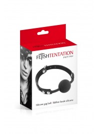 Черный силиконовый кляп-шарик на ремешках - Fetish Tentation - купить с доставкой в Магнитогорске
