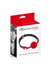 Красный кляп-шарик на черных ремешках - Fetish Tentation - купить с доставкой в Магнитогорске