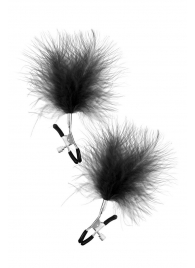 Зажимы на соски с черными пуховыми кисточками Sweet Caress Feather Nipple Clumps - Sweet Caress - купить с доставкой в Магнитогорске