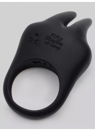 Черное эрекционное виброкольцо Sensation Rechargeable Vibrating Rabbit Love Ring - Fifty Shades of Grey - в Магнитогорске купить с доставкой