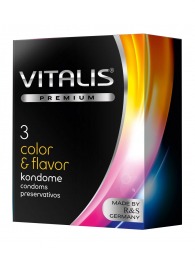 Цветные ароматизированные презервативы VITALIS PREMIUM color   flavor - 3 шт. - Vitalis - купить с доставкой в Магнитогорске
