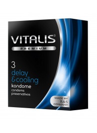 Презервативы VITALIS PREMIUM delay   cooling с охлаждающим эффектом - 3 шт. - Vitalis - купить с доставкой в Магнитогорске