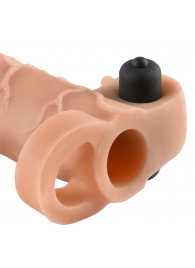 Телесная вибронасадка с кольцом Vibrating Real Feel 2 Extension - 16 см. - Pipedream - в Магнитогорске купить с доставкой