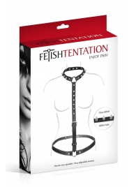 Черная упряжь на тело с шипами на ошейнике - Fetish Tentation - купить с доставкой в Магнитогорске