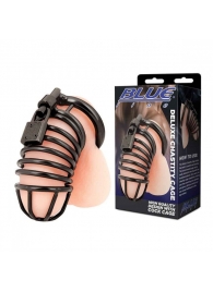 Черная металлическая клетка с замком Deluxe Chastity Cage - BlueLine - купить с доставкой в Магнитогорске