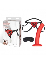 Красный поясной фаллоимитатор Red Heart Strap on Harness   5in Dildo Set - 12,25 см. - Lux Fetish - купить с доставкой в Магнитогорске