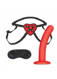 Красный поясной фаллоимитатор Red Heart Strap on Harness   5in Dildo Set - 12,25 см. - Lux Fetish - купить с доставкой в Магнитогорске