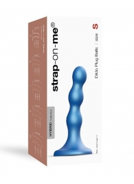 Голубая насадка Strap-On-Me Dildo Plug Balls size S - Strap-on-me - купить с доставкой в Магнитогорске
