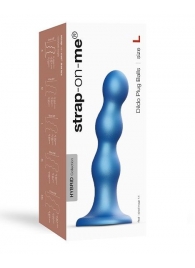 Голубая насадка Strap-On-Me Dildo Plug Balls size L - Strap-on-me - купить с доставкой в Магнитогорске