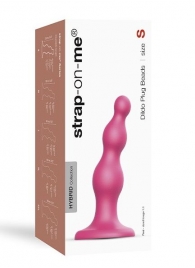 Розовая насадка Strap-On-Me Dildo Plug Beads size S - Strap-on-me - купить с доставкой в Магнитогорске