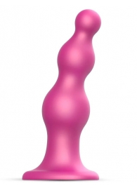 Розовая насадка Strap-On-Me Dildo Plug Beads size S - Strap-on-me - купить с доставкой в Магнитогорске