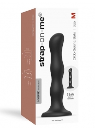 Черная насадка Strap-On-Me Dildo Geisha Balls size M - Strap-on-me - купить с доставкой в Магнитогорске