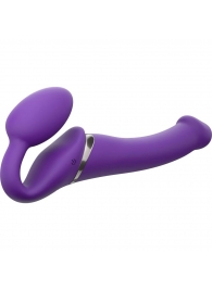 Фиолетовый безремневой вибрострапон Vibrating Bendable Strap-On - size L - Strap-on-me - купить с доставкой в Магнитогорске