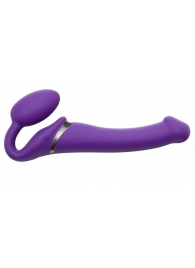 Фиолетовый безремневой вибрострапон Vibrating Bendable Strap-On - size L - Strap-on-me - купить с доставкой в Магнитогорске
