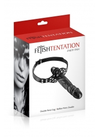 Черный кляп-фаллоимитатор Double Penis Gag - Fetish Tentation - купить с доставкой в Магнитогорске