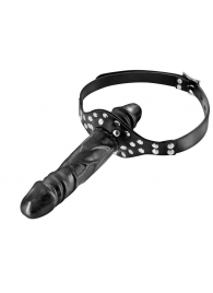 Черный кляп-фаллоимитатор Double Penis Gag - Fetish Tentation - купить с доставкой в Магнитогорске