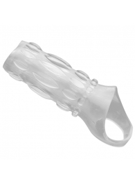 Насадка на пенис с кольцом для мошонки Clear Sensations Enhancer Sex Sleeve - 11,5 см. - XR Brands - в Магнитогорске купить с доставкой
