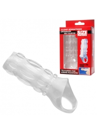Насадка на пенис с кольцом для мошонки Clear Sensations Enhancer Sex Sleeve - 11,5 см. - XR Brands - в Магнитогорске купить с доставкой