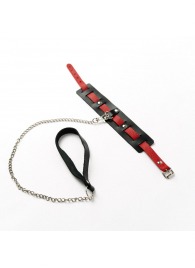 Черный ошейник с красным ремешком и поводком - Crazy Handmade - купить с доставкой в Магнитогорске