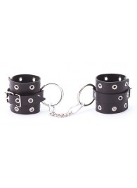 Черные кожаные наручники с люверсами - Crazy Handmade - купить с доставкой в Магнитогорске