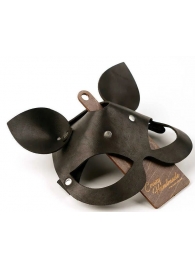 Черная кожаная маска  Кошка  с маленькими ушками - Crazy Handmade - купить с доставкой в Магнитогорске